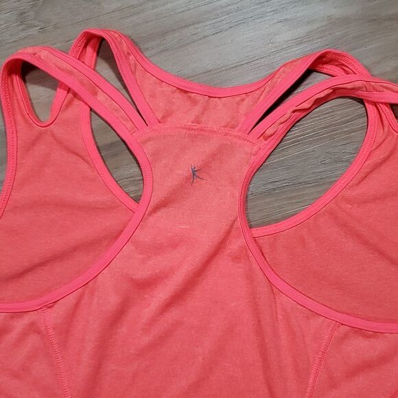 🔺️Danskin Neon Heathered Coral Semi-Fitted Sleeveless Athletic Tanktop Large - Picture 5 of 8
